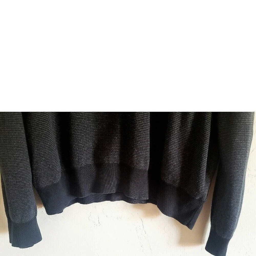 Polo Ralph Lauren Gray Black Sweater Quarter Zip Chunky Logo Warm Sz XL Dad Cozy
